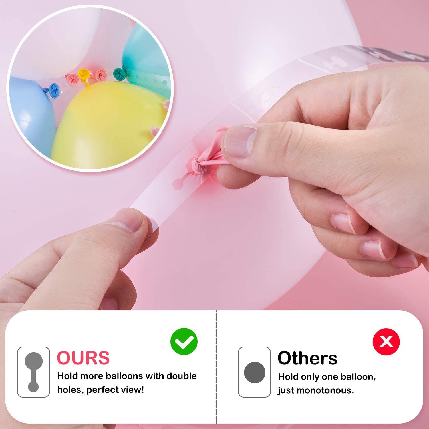 Balloon Arch Decorating Kit - 2 Rolls Tape Strips and Glue Dots for Garlands, Party and Wedding Decorations