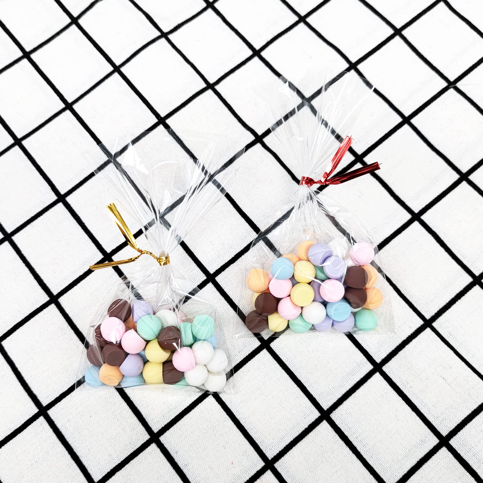 100PCS Cellophane Bags 3x5 inches, Clear Treat Bags with 4’’ Twist Ties, Plastic Cello Bags - 1.4 mils Thick OPP Rice Crispy Bags for Gift Goodie Favor Candy Cake Pop Birthday Party Cookies (3’’ x 5’’