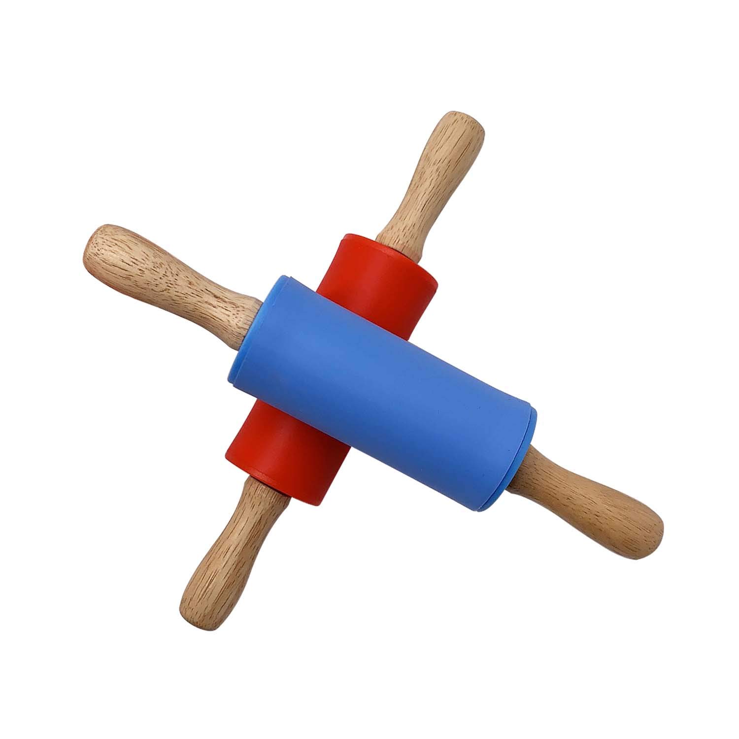 Small Rolling Pin for Kids Child, Wooden Handle Rolling Pin Non-Stick Silicone Rolling Pin, Rodillo de Cocina Rodillos Para Reposteria Fondant, Rodillos Para Masa.