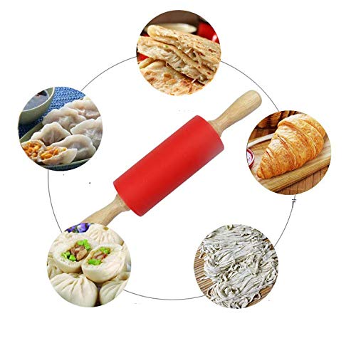 Small Rolling Pin for Kids Child, Wooden Handle Rolling Pin Non-Stick Silicone Rolling Pin, Rodillo de Cocina Rodillos Para Reposteria Fondant, Rodillos Para Masa.